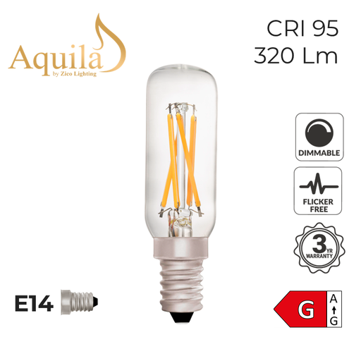 [ZL-T25/4W27E14C] T25 Tube Picture Light Clear Warm White Decorative LED Filament Bulb 4W 2700K E14