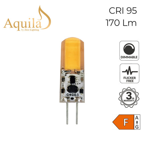 [ZL-G4/1.5W2715VC] G4 Clear CRI95+ COB Warm White LED Capsule Bulb 1.5W 2700K 9-15V