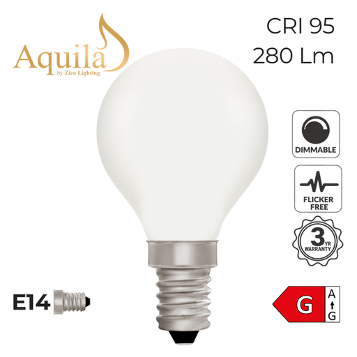 [ZL-G45/4W27E14P] G45 Golfball Porcelain Warm White Decorative LED Filament Bulb 4W 2700K E14 