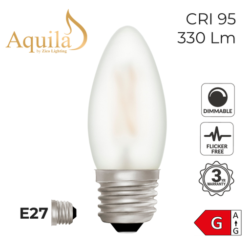 [ZL-C35/4W27E27F] C35 Candle Frosted Warm White Decorative LED Filament Bulb 4W 2700K E27