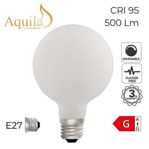 [ZL-G95/6WDWE27P] G95 Globe Porcelain Dim-to-Warm Decorative LED Filament Bulb 6W 2000K-2800K E27