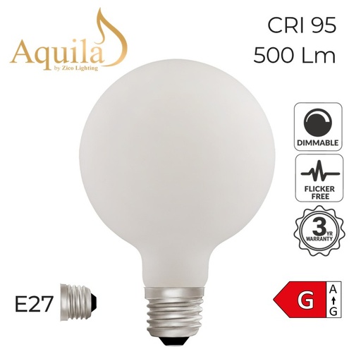 [ZL-G95/6W27E27P] Globe G95 Porcelain 6W 2700K E27 Light Bulb